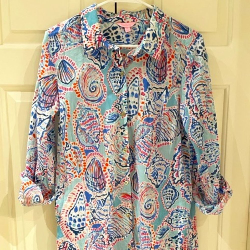 Lilly Pulitzer Natalie Shirtdress Cover Up - Size Medium